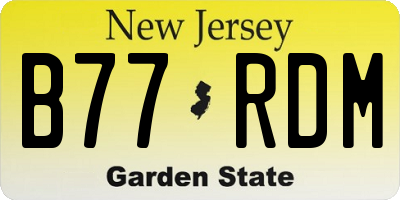 NJ license plate B77RDM