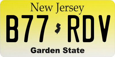 NJ license plate B77RDV