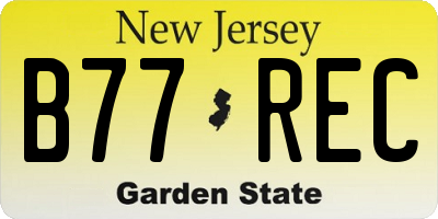 NJ license plate B77REC