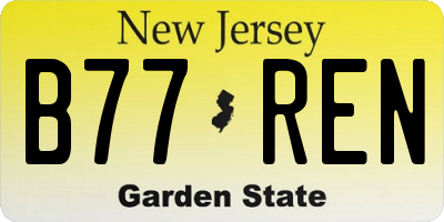NJ license plate B77REN