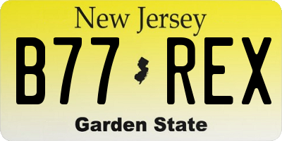 NJ license plate B77REX