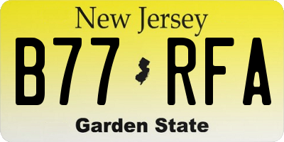 NJ license plate B77RFA