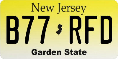 NJ license plate B77RFD