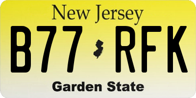 NJ license plate B77RFK