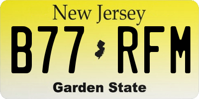 NJ license plate B77RFM