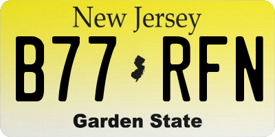 NJ license plate B77RFN