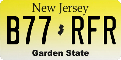 NJ license plate B77RFR