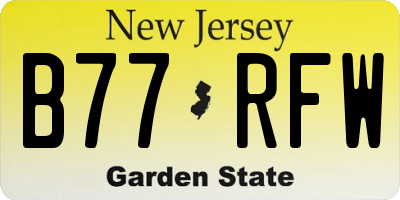 NJ license plate B77RFW