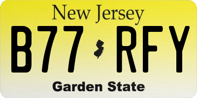 NJ license plate B77RFY