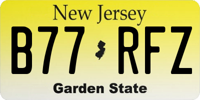 NJ license plate B77RFZ