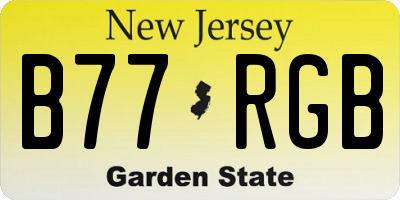 NJ license plate B77RGB