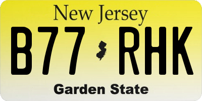 NJ license plate B77RHK