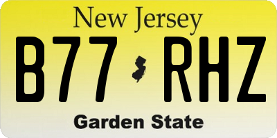 NJ license plate B77RHZ