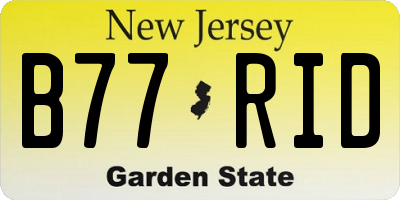 NJ license plate B77RID