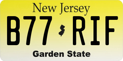 NJ license plate B77RIF