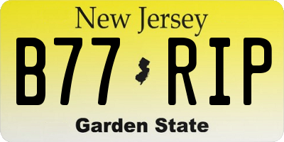 NJ license plate B77RIP