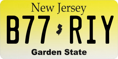NJ license plate B77RIY