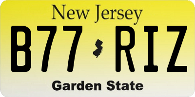 NJ license plate B77RIZ