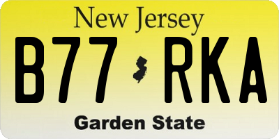 NJ license plate B77RKA