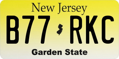 NJ license plate B77RKC