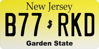 NJ license plate B77RKD
