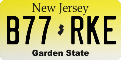NJ license plate B77RKE
