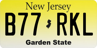 NJ license plate B77RKL