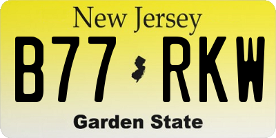NJ license plate B77RKW