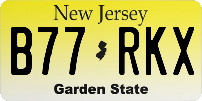NJ license plate B77RKX