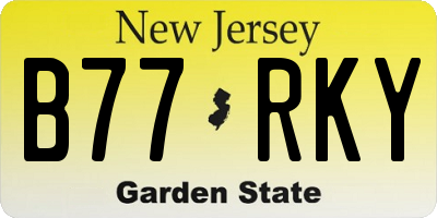 NJ license plate B77RKY