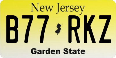 NJ license plate B77RKZ