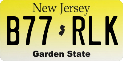 NJ license plate B77RLK