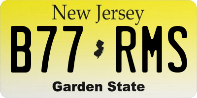 NJ license plate B77RMS
