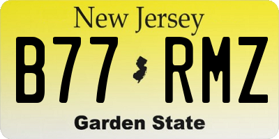 NJ license plate B77RMZ