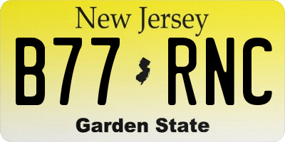 NJ license plate B77RNC