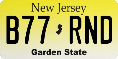 NJ license plate B77RND