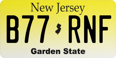 NJ license plate B77RNF