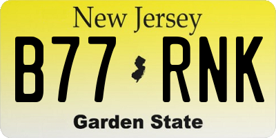 NJ license plate B77RNK