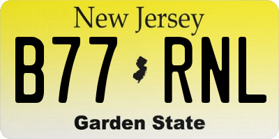 NJ license plate B77RNL
