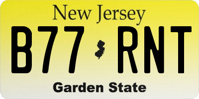 NJ license plate B77RNT