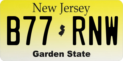 NJ license plate B77RNW