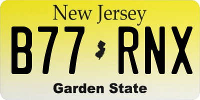 NJ license plate B77RNX