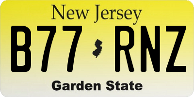 NJ license plate B77RNZ