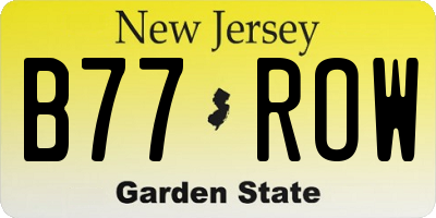 NJ license plate B77ROW