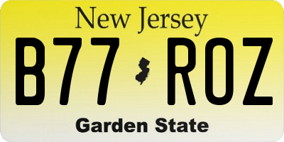 NJ license plate B77ROZ