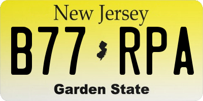 NJ license plate B77RPA