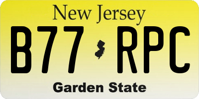 NJ license plate B77RPC