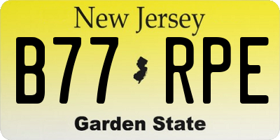 NJ license plate B77RPE