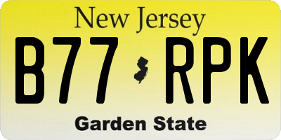 NJ license plate B77RPK