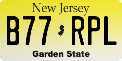 NJ license plate B77RPL
